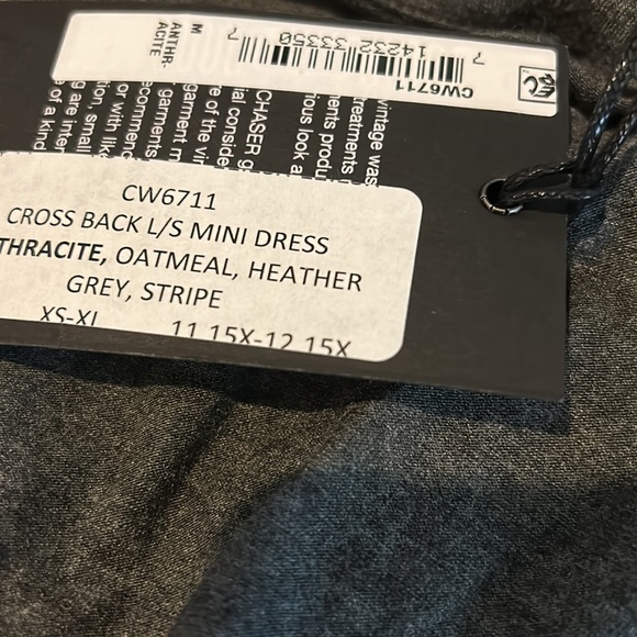 NWT, CHASER, Women’s Dark Gray Jersey Knit Cross Back Mini Dress - Picture 6 of 6